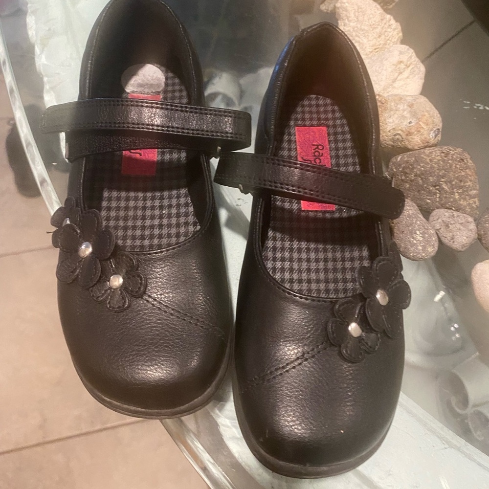 Black Kids Shoes with Floral Design